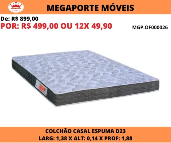 Colchão Espuma D23 Casal