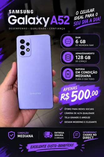 Smartphone Galaxy A52 Tela 6.5'' 128gb 6gb Ram rosa Samsung - Aceitável 