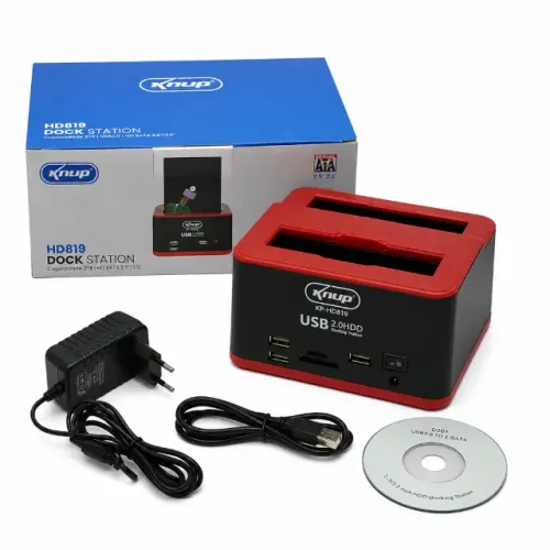 Dock Station Duplo para HD SSD SATA 2.5 3.5 Knup KP-HD819