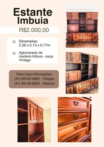 Estante vintage em imbuia