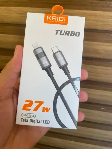 Cabo Lightning para USB-C KAIDI 27W Turbo com Display LED