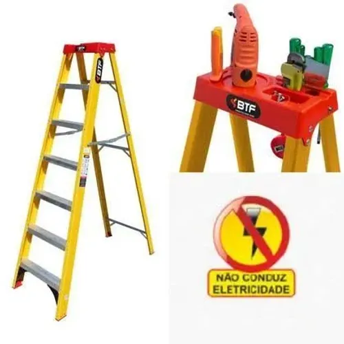 ESCADA FIBRA COM PATAMAR 2,13MT