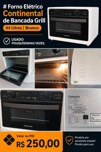Forno Elétrico Continental de Bancada Grill 44 Litros Branco.