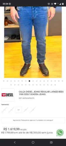 Calça jeans diesel tamanho 42 nova