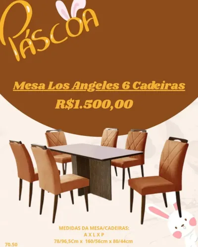 Mesa Los Angeles 6 Cadeiras 
