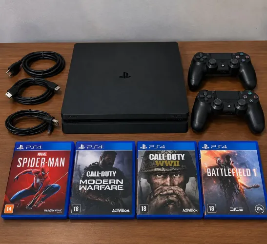 PS4 semi novo Com 4 jogos mídia física e 1 mídia digital