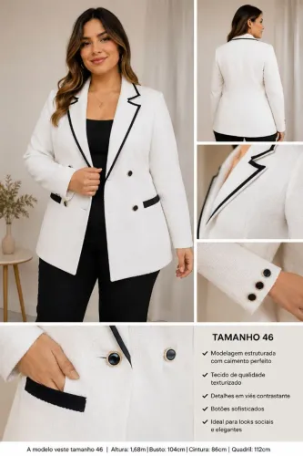 Blazer branco tweed tamanho 46