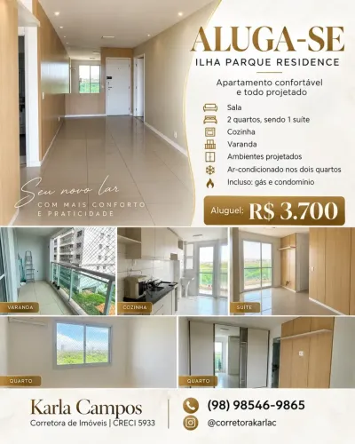 Alugo apartamento no Ilha parque 2 quartos, projetados e ar condicionados