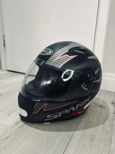 Capacete Spark Preto Fosco Rosa Tam. 58 - Estado Excelente