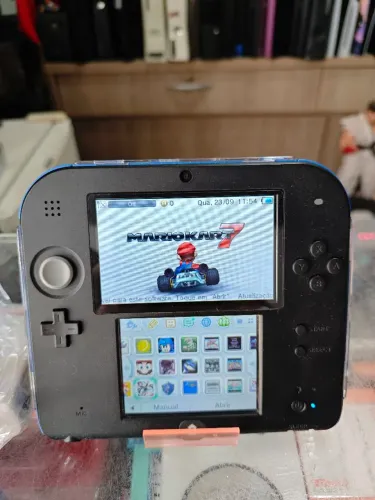 Nintendo 2ds azul impecável cheio de jogos completo ac trocas...