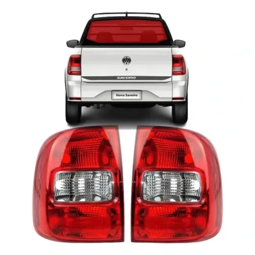 Par De Lanternas Traseiras Traseiras Saveiro G5 G6 2009 Até 2016 Acrilico Rubi