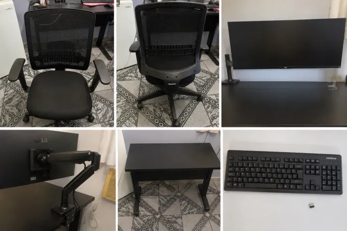 Kit Home Office Premium | Flexform + LG UltraWide + Braço ELG + Mesa