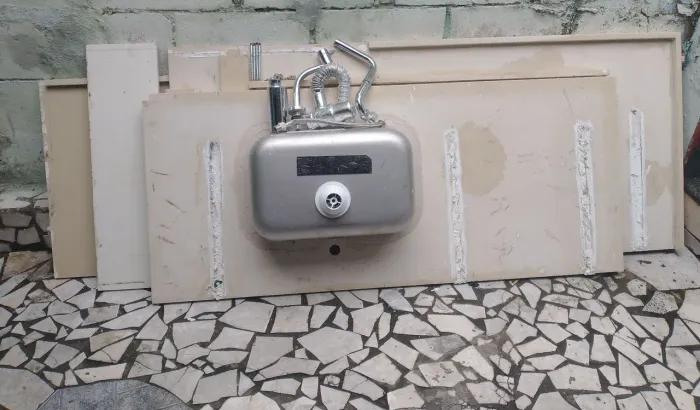 Pia Completa Bancada + Faixas Tudo Em Granito Quartzito Na cor Beje Completo Com 19 Itens