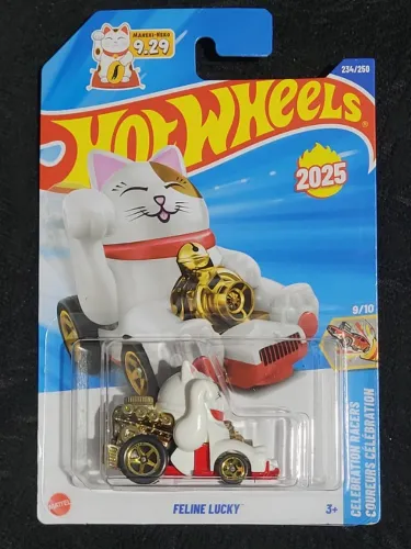 Hot Wheels Feline Lucky Maneki Neko Gato da Sorte Carrinho Coleção Miniatura 1/64 Lacrado