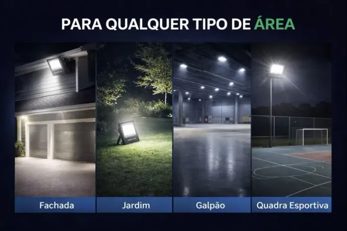 Refletor LED 500w para quadra, ginásio, estacionamento