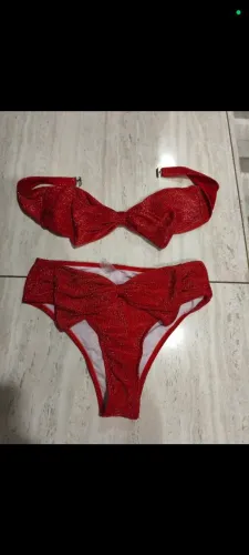 Biquíni vermelho laço lurex P/M
