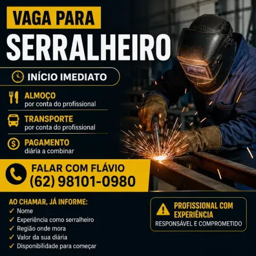 VAGA PARA SERRALHEIRO - INÍCIO IMEDIATO