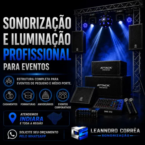 Som e iluminação profissional para eventos
