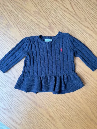 Suéter Ralph Lauren azul escuro linha baby. Veste 9 meses