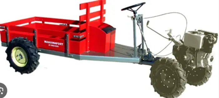 Motocultivador Toyama a Diesel Rodas 12 Pol.com Carreta Tracionada com Direção