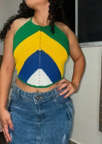Blusa Brasil Crochê