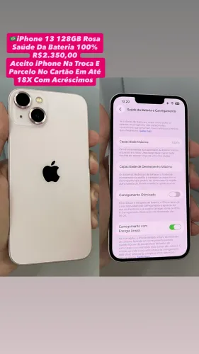 iPhone 13 128GB Rosa - Saúde Da Bateria 100% ( Usado )