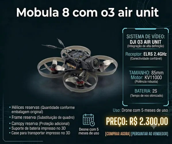 Drone fpv Mobula 8 2s happymodel