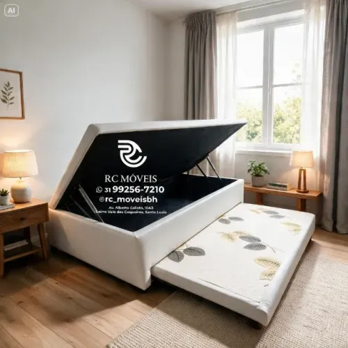 Cama Box Baú Solteiro com Auxiliar 88x1,88 D33 Suede Chocolate