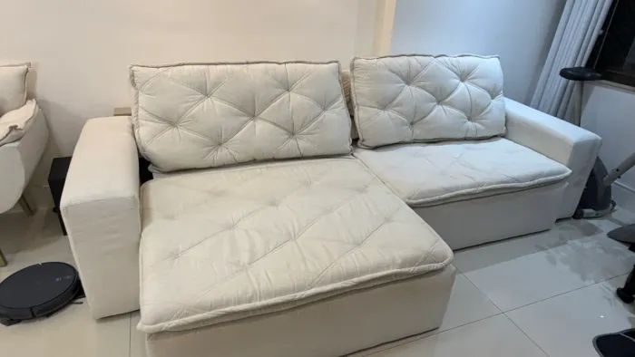 SOFÁ RETRÁTIL RECLINÁVEL SMARCARO + 4 CADEIRAS LAR SHOPPING
