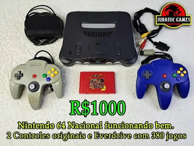 Console Nintendo 64 com Everdrive, 2 Controles originais. Nacional. 007, Mario Kart, Banjo