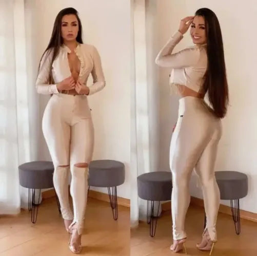 Conjunto De Calça E Croped Luxuoso.
