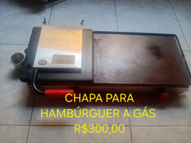 Chapa para hambúrguer á gás.