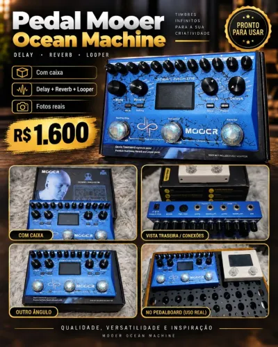 Pedal de guitarra OCEAN MACHINE delay + Reverb+ loop
