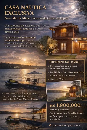 Casa Náutica na Represa de Carmo do Cajuru  Condomínio Estância do Lago 