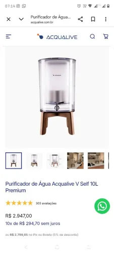 Filtro Purificador de Água Acqualive, o V Self 10Litro