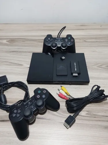 Oportunidade! Playstation 2 Slim Completo + 2 Controles Originais