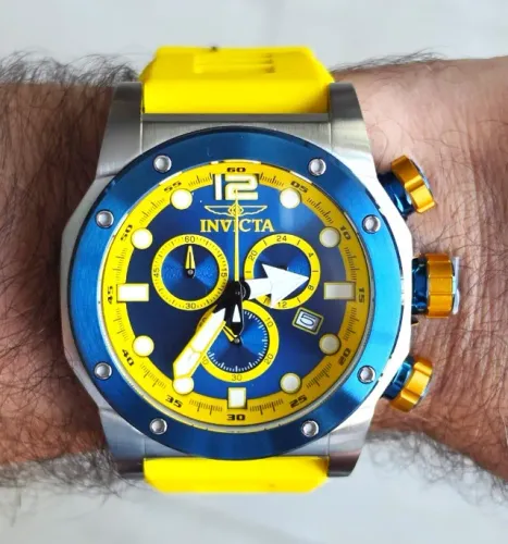 Relógio Invicta Sea Hunter Azul e amarelo silicone