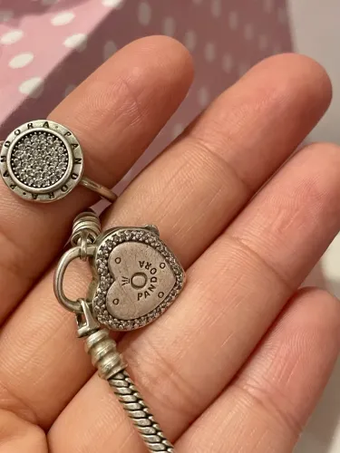 Kit Pandora Original Pulseira +Anel Cravejado Prata 925 (Vendo Separados)