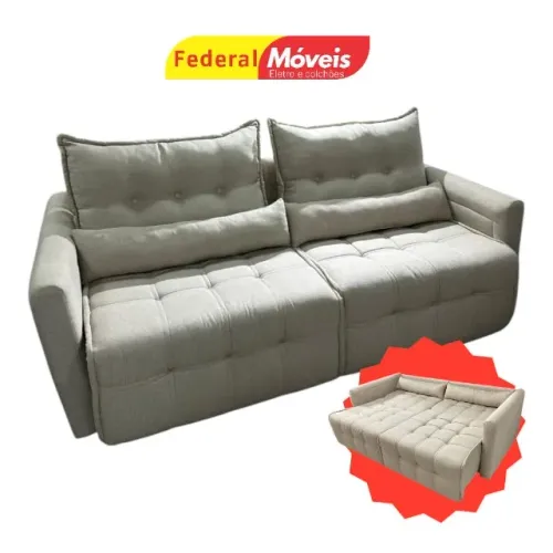 Sofá Cama off white 2,15m em Linho MEGA OFERTA