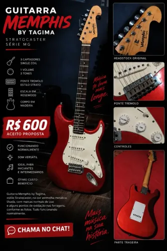 Guitarra Memphis by Tagima Stratocaster Vermelha
