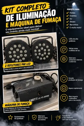 Kit de iluminação e máquina de fumaça 