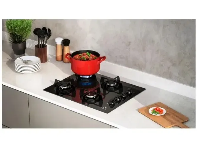 Cooktop 4 Bocas Electrolux a Gás GLP Preto - Bivolt