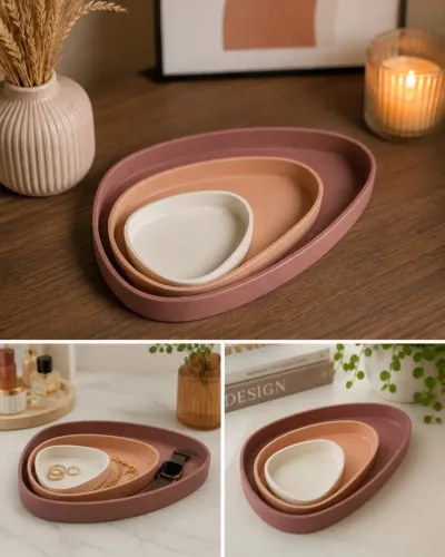 Bandejas Organizadoras Decorativas - Kit com 3 Peças - Impresso em 3D 