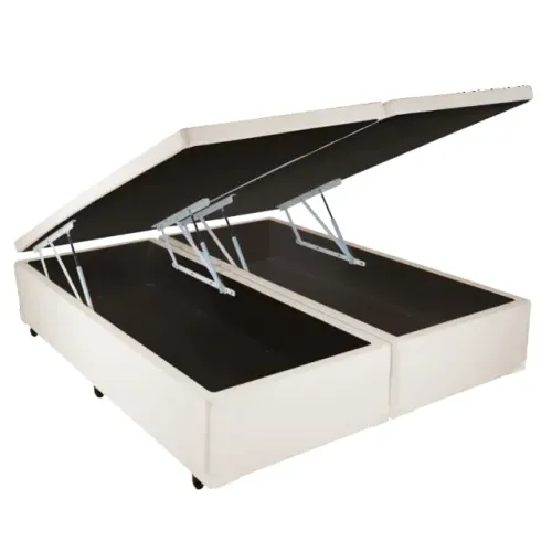 Cama Box Queen Size com Bau Pistão a gás Bipartido - 158x198x27
