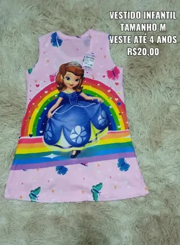 Vestido temático infantil em malha super promoção tamanhos P,M e G 