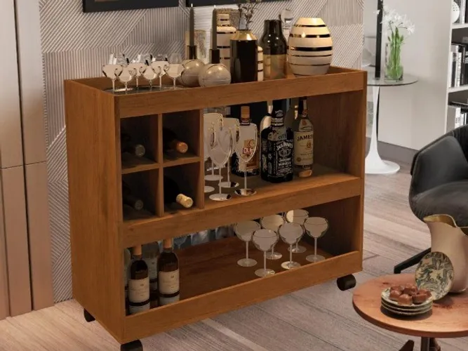 Aparador Bar JB 4050 luxo Marrom Até 12x - Frete Grátis 