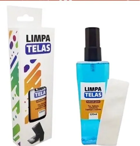 Limpa Telas Notebook Celular Monitor 120ml + Pano Micro Fibra Super Eficiente