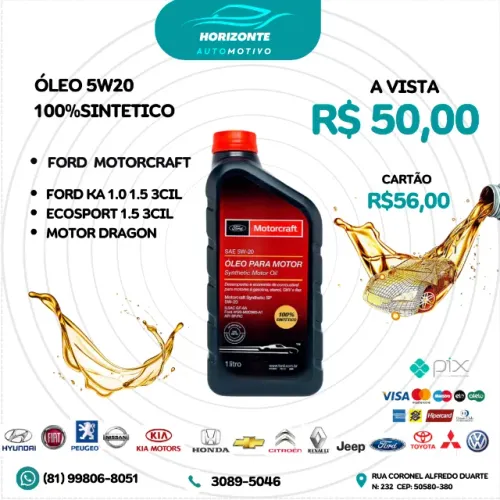 ÓLEO 5W20 100%SINTETICO FORD  MOTORCRAFT*
