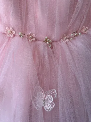 Vestido de Tule Rosa - Jardim Encantado