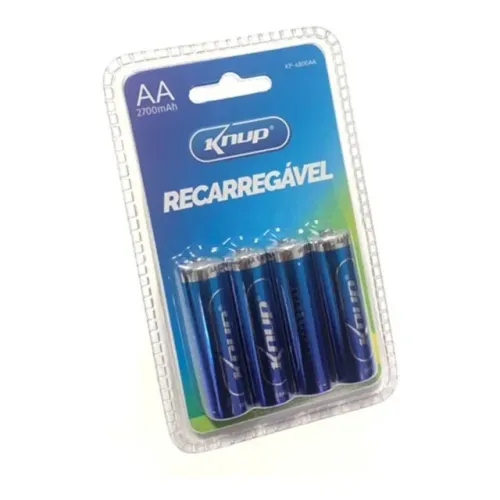 Pilha Recarregavel Knup Kp-4800aa  Aa 2700mar 4pilhas